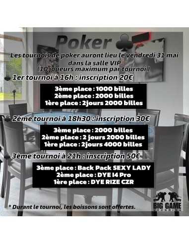 Big Game Juin 2024 - Tournoi de Poker 21h